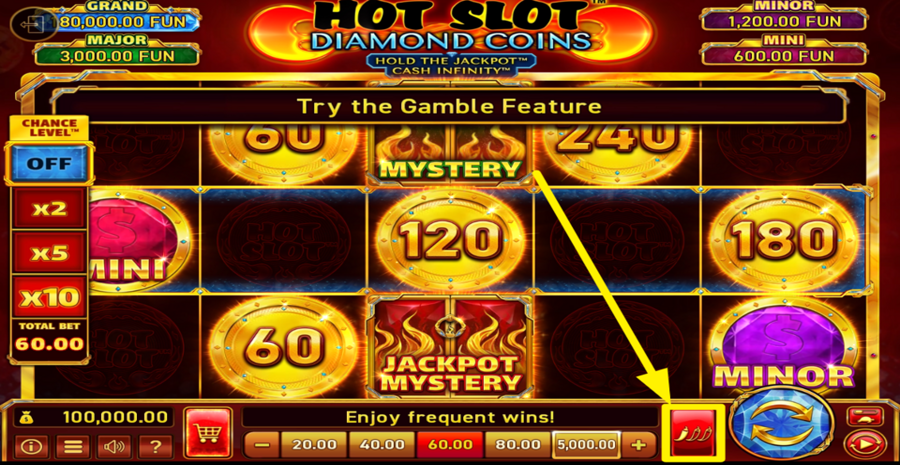 Hot Slot Diamond Coins Hold The Jackpot Cash Infinity Adjust Volatility