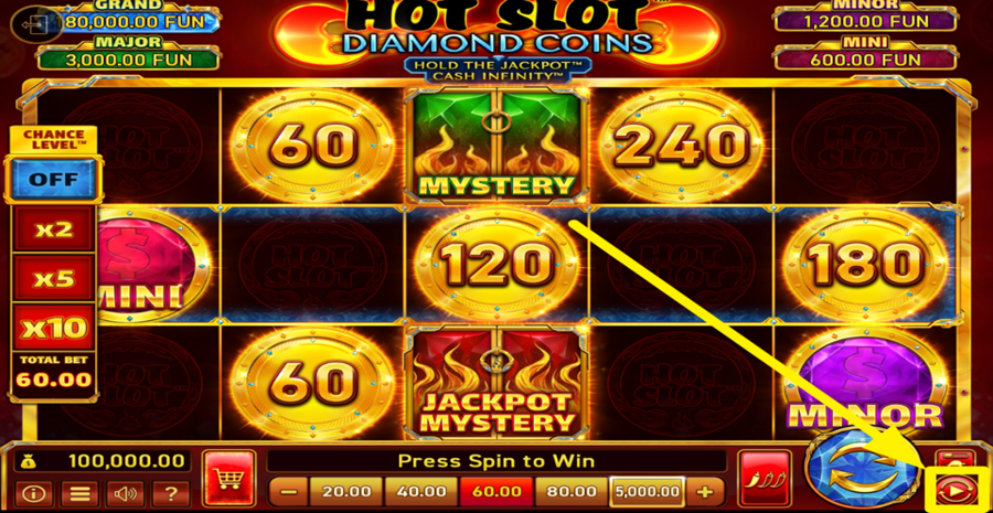 Hot Slot Diamond Coins Hold The Jackpot Cash Infinity Autoplay