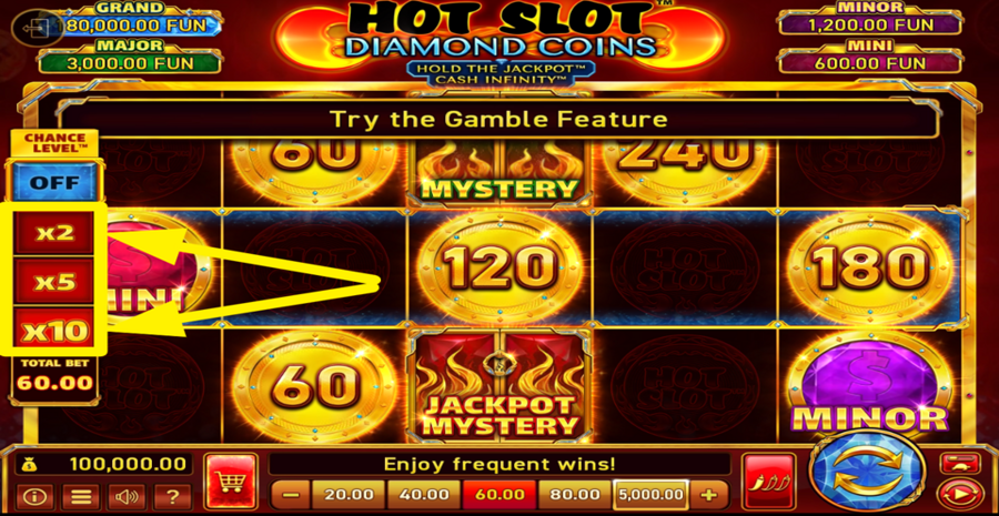 Hot Slot Diamond Coins Hold The Jackpot Cash Infinity Chance Level
