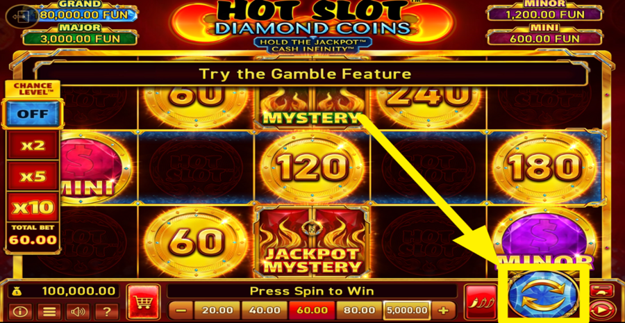 Hot Slot Diamond Coins Hold The Jackpot Cash Infinity Spin