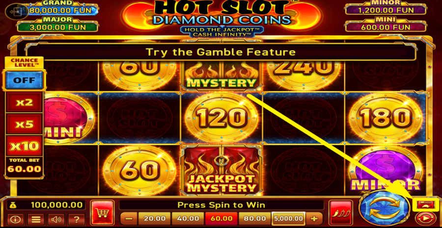 Hot Slot Diamond Coins Hold The Jackpot Cash Infinity Turbo