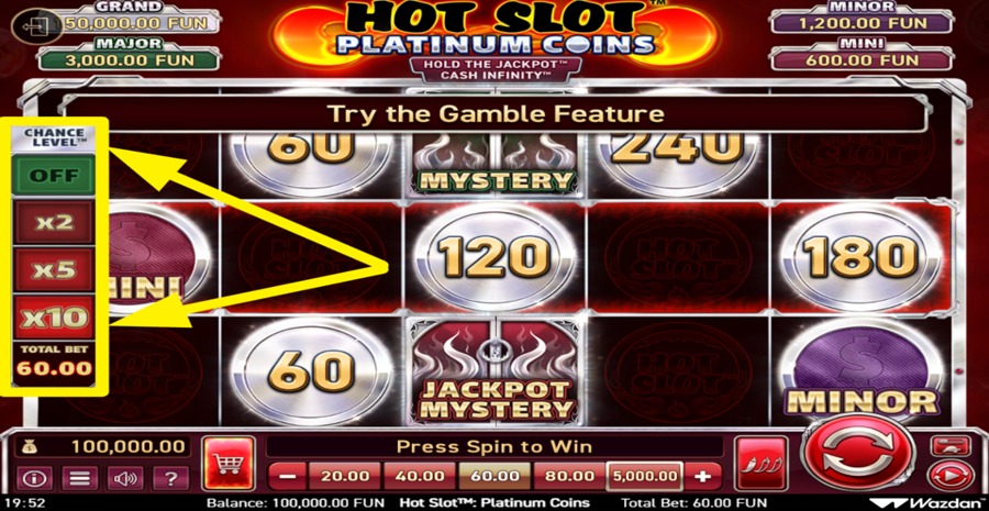 Hot Slot Platinum Coins Hold The Jackpot Cash Infinity Chance Level