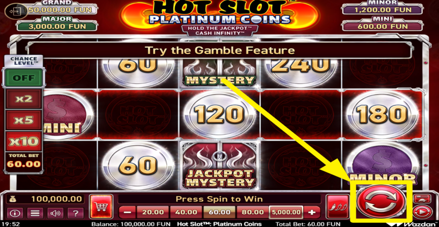 Hot Slot Platinum Coins Hold The Jackpot Cash Infinity Spin