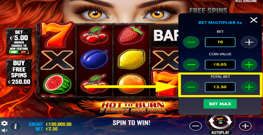 Hot To Burn 7 Deadly Free Spins Adjust Total Bet