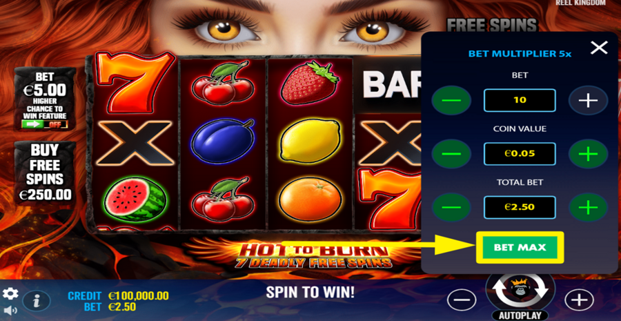 Hot To Burn 7 Deadly Free Spins Max Bet