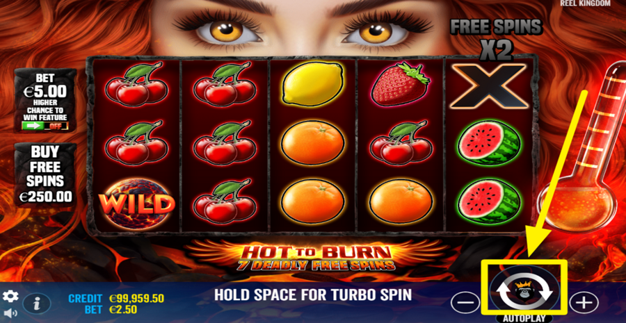 Hot To Burn 7 Deadly Free Spins Spin Button