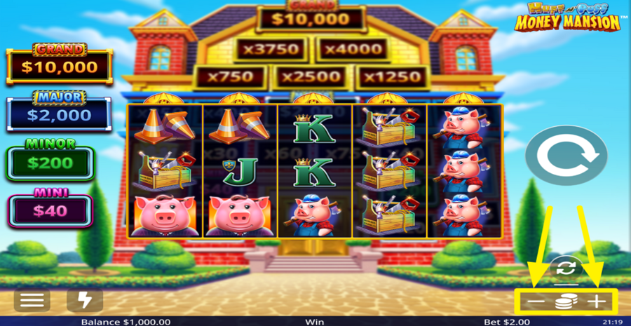 Huff N Puff Money Mansion Adjust Bet