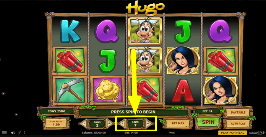 Hugo Adjustable Paylines