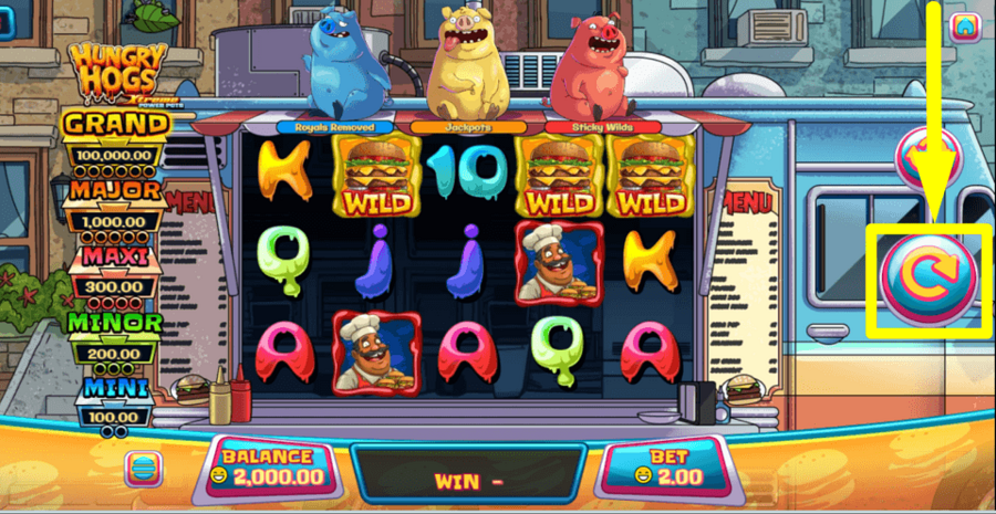 Hungry Hogs Spin Button