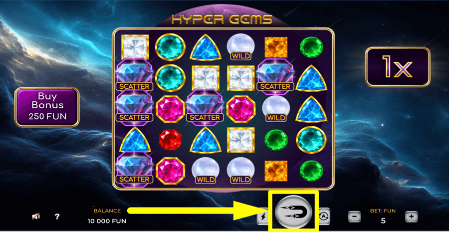 Hyper Gems Spin Button