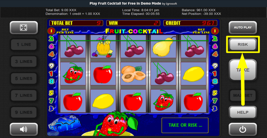 Igrosoft Fruit Cocktail Risk Feature