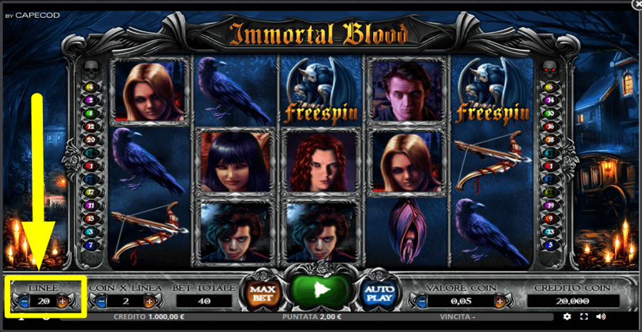 Immortal Blood Adjustable Paylines