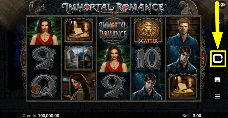 Immortal Romance Spin Button