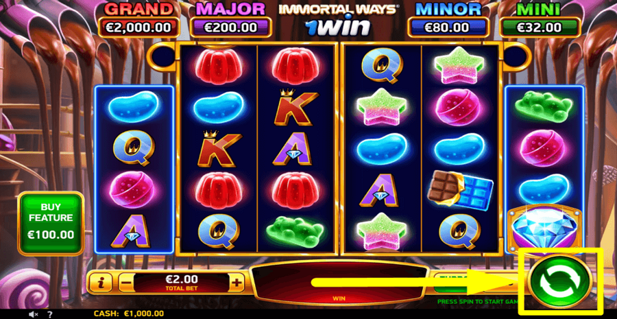 Immortal Ways 1win Spin Button