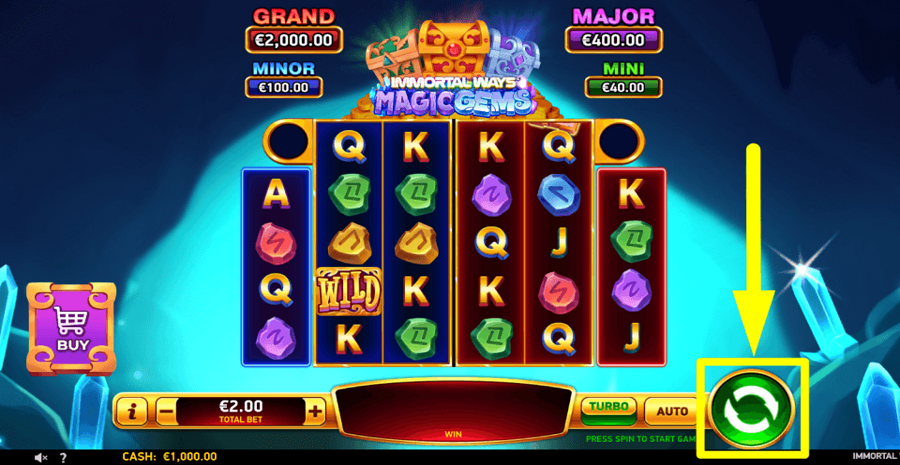 Immortal Ways Magic Gems Spin Button