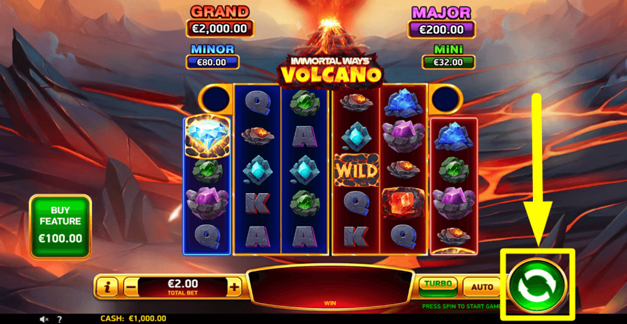 Immortal Ways Volcano Spin Button