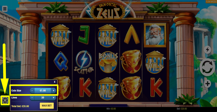 Immortal Zeus Change Bet