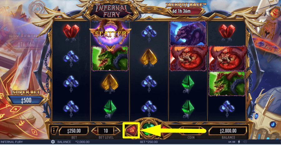 Infernal Fury Max Bet Button