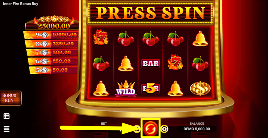 Inner Fire Bonus Buy Spin Button