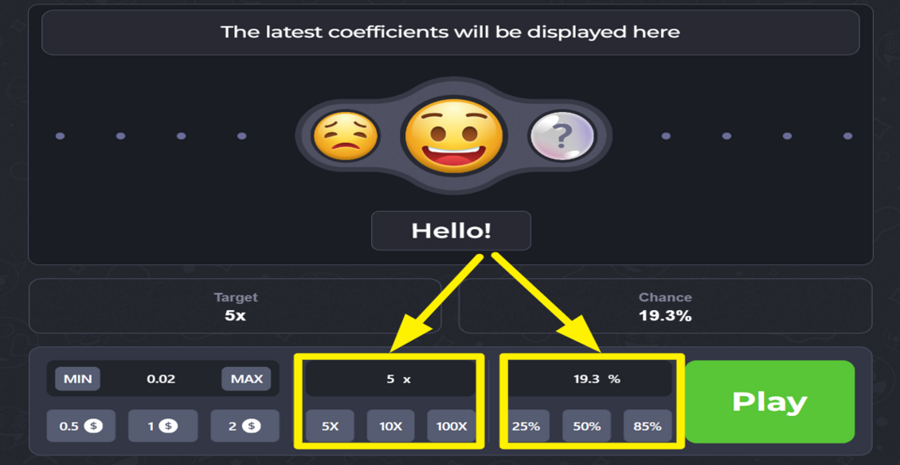 Inout Bubbles Set Multiplier Or Win Percentage