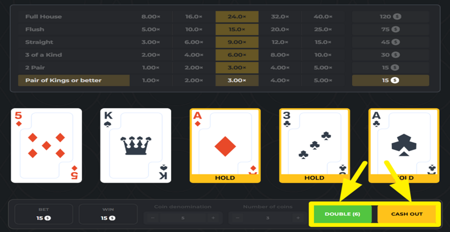 Inout Joker Poker Double Or Cash Out