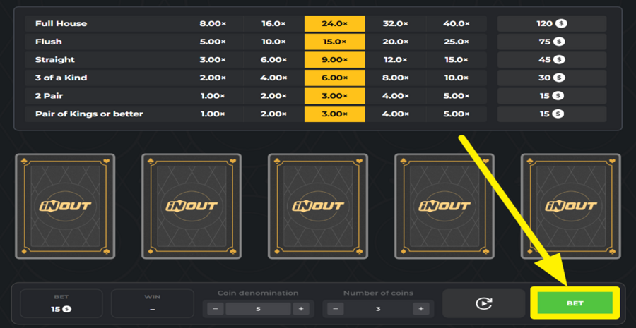 Inout Joker Poker Place Bet