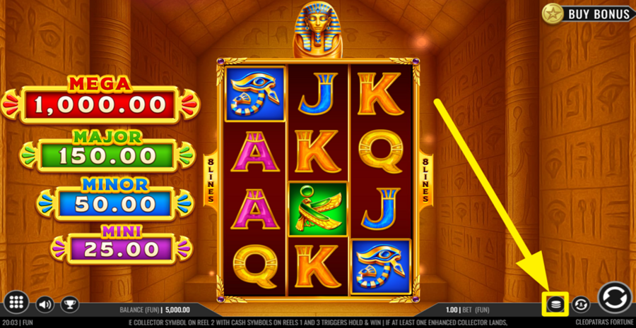 Iron Dog Studio Cleopatras Fortune Adjust Bet