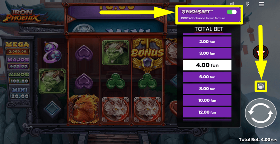 Iron Phoenix Push Bet Feature