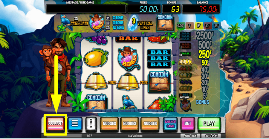 Isla Volcano Collect Button