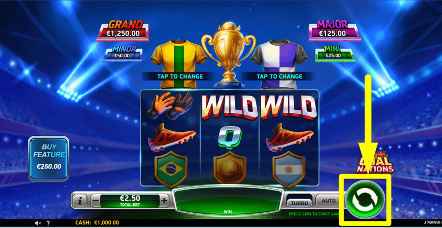 J Mania Goal Nations Spin Button