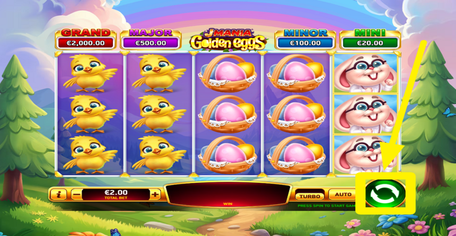 J Mania Golden Eggs Spin Button