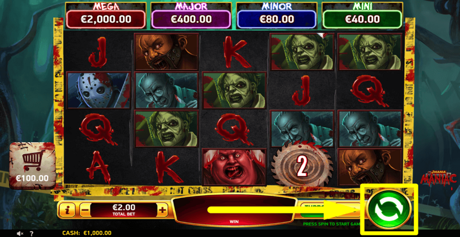 J Mania Maniac Spin Button