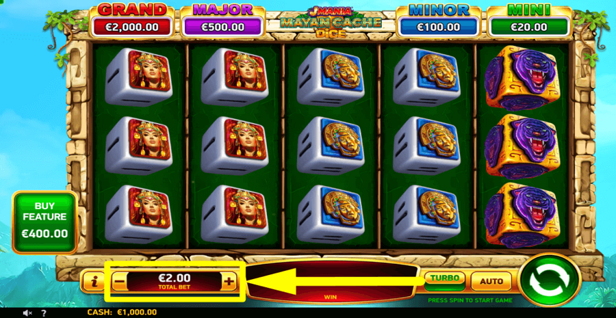 J Mania Mayan Cache Dice Bet Value