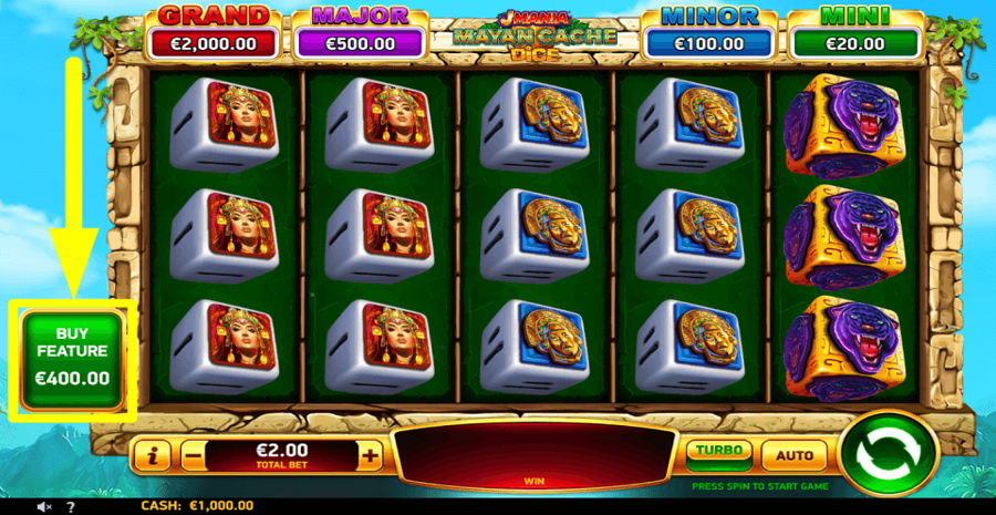 J Mania Mayan Cache Dice Buy Feature