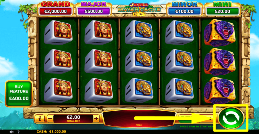 J Mania Mayan Cache Dice Spin Button