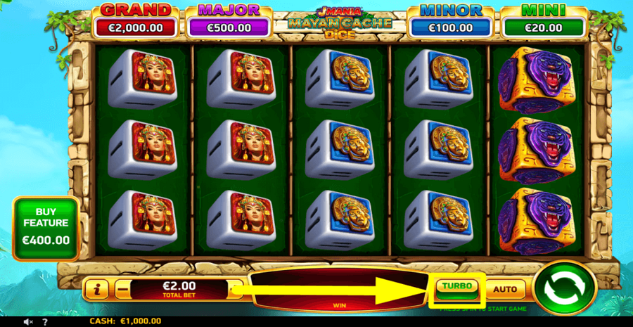J Mania Mayan Cache Dice Turbo Feature