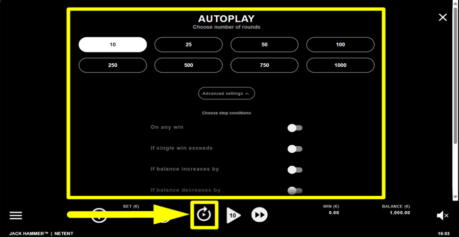 Jack Hammer Autoplay Feature