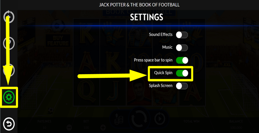 Jack Potter And The Book Of Football Quick Spin Feature