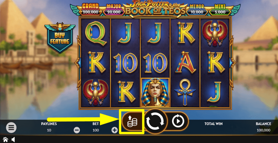Jack Potter And The Book Of Teos Max Bet Button