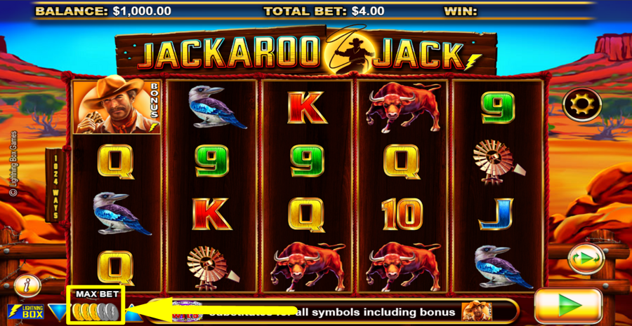 Jackaroo Jack Max Bet Button