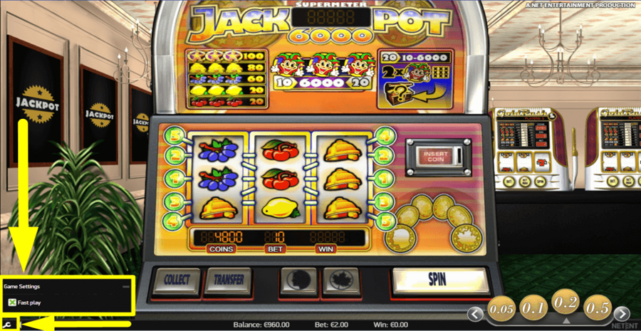 Jackpot 6000 Fast Play Feature