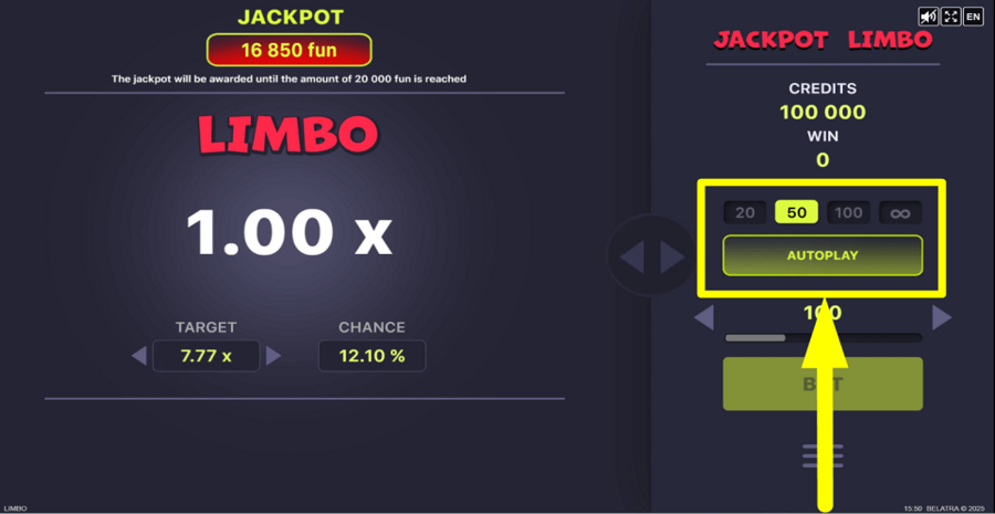 Jackpot Limbo Autoplay Feature