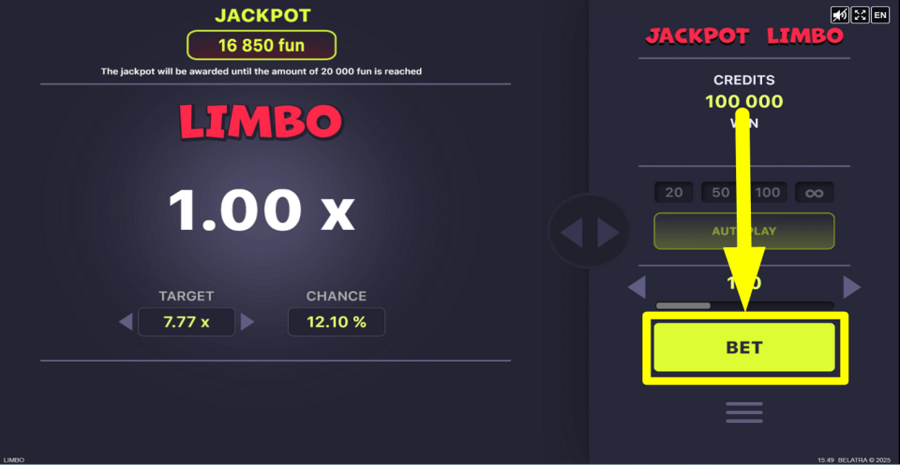 Jackpot Limbo Bet Button