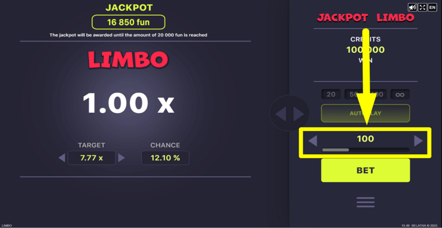 Jackpot Limbo Bet Value