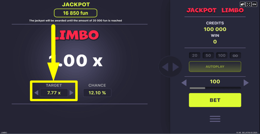 Jackpot Limbo Target Value