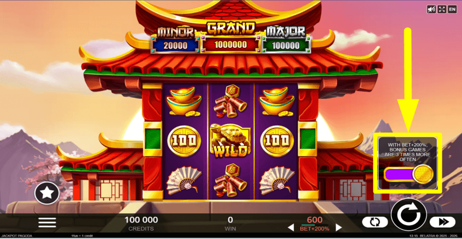 Jackpot Pagoda Ante Bet Feature