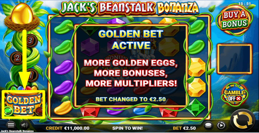 Jacks Beanstalk Bonanza Golden Bet Feature