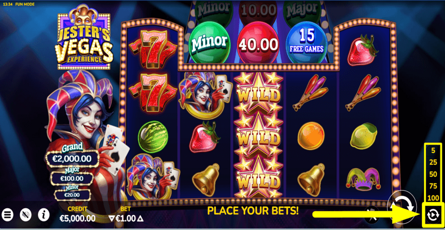 Jesters Vegas Experience Autoplay Feature