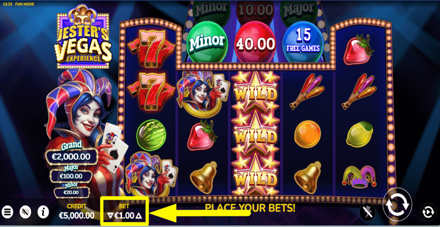 Jesters Vegas Experience Bet Value