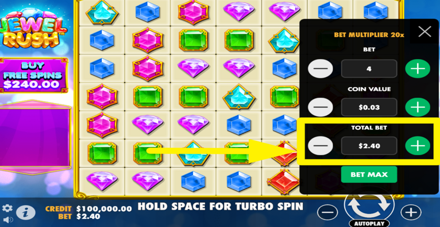 Jewel Rush Adjust Total Bet